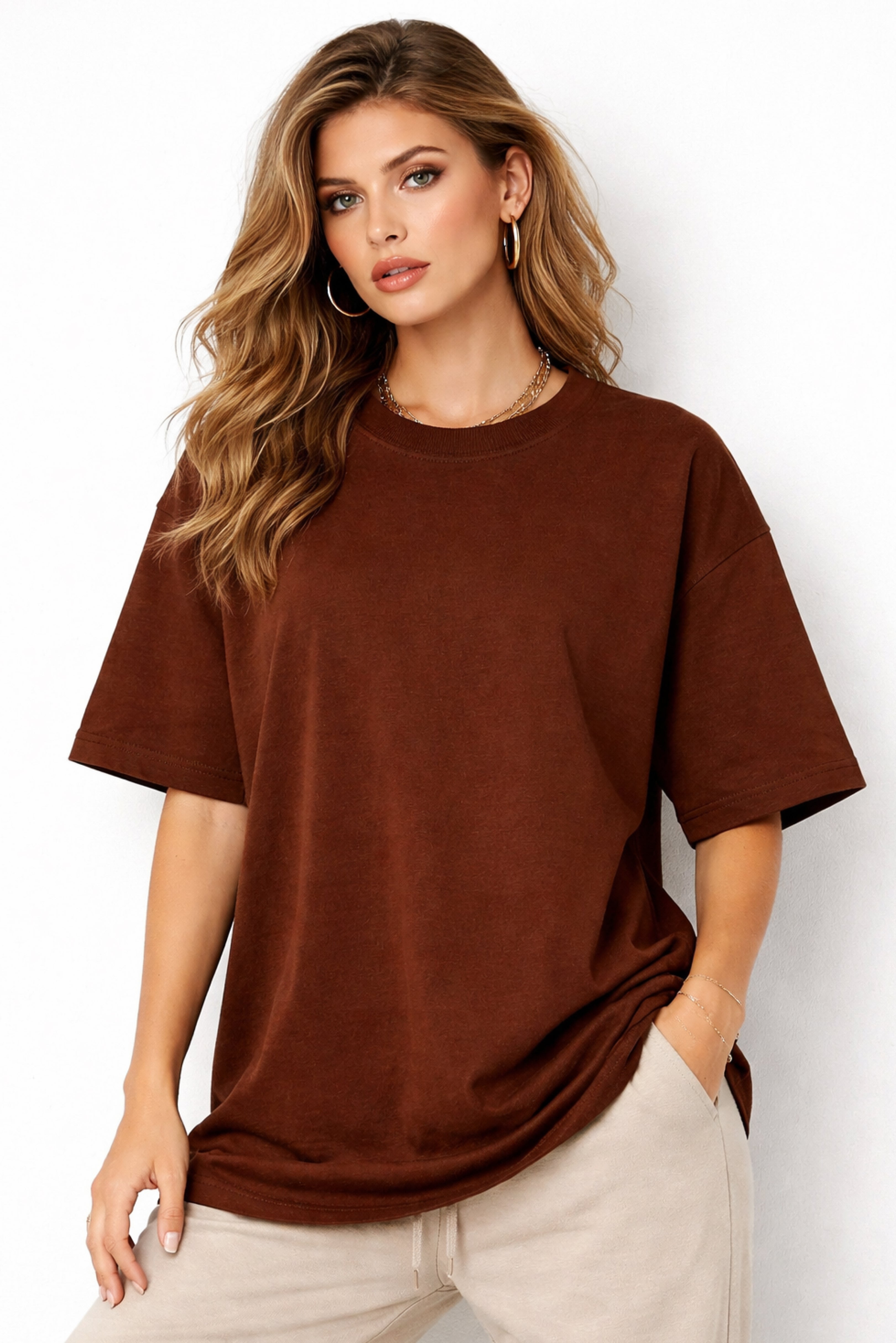 BROWN BASIC T-SHIRT